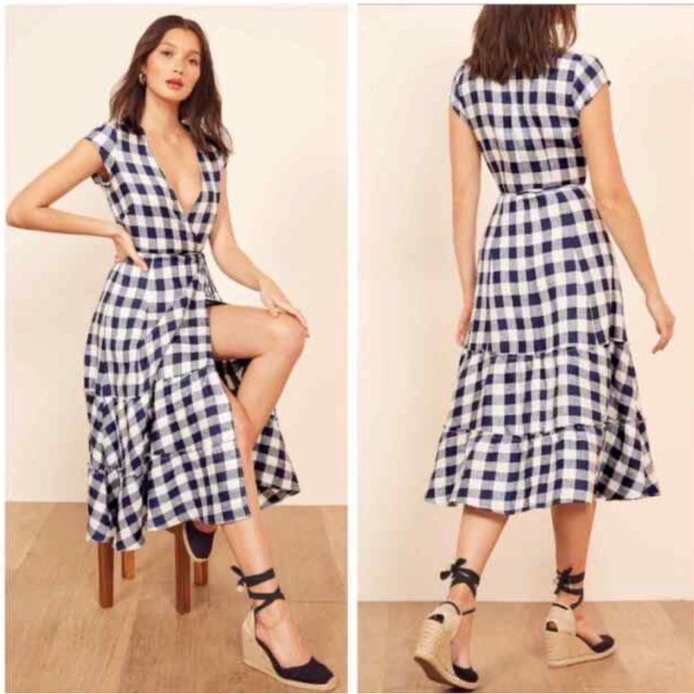 Reformation Calista Gingham midi dress